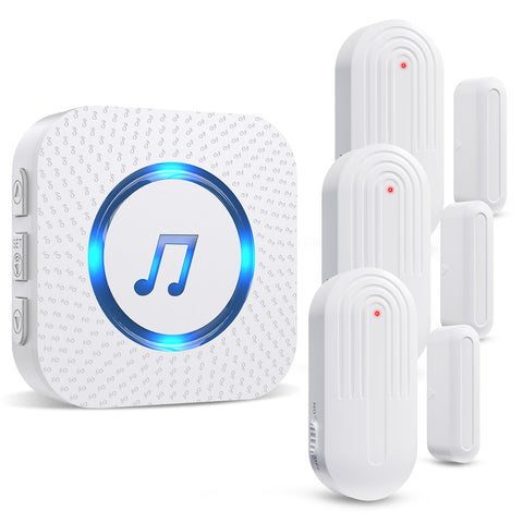 SanJie Door Chime with 3 sensors and 1 receiver monitors multiple entry points.
