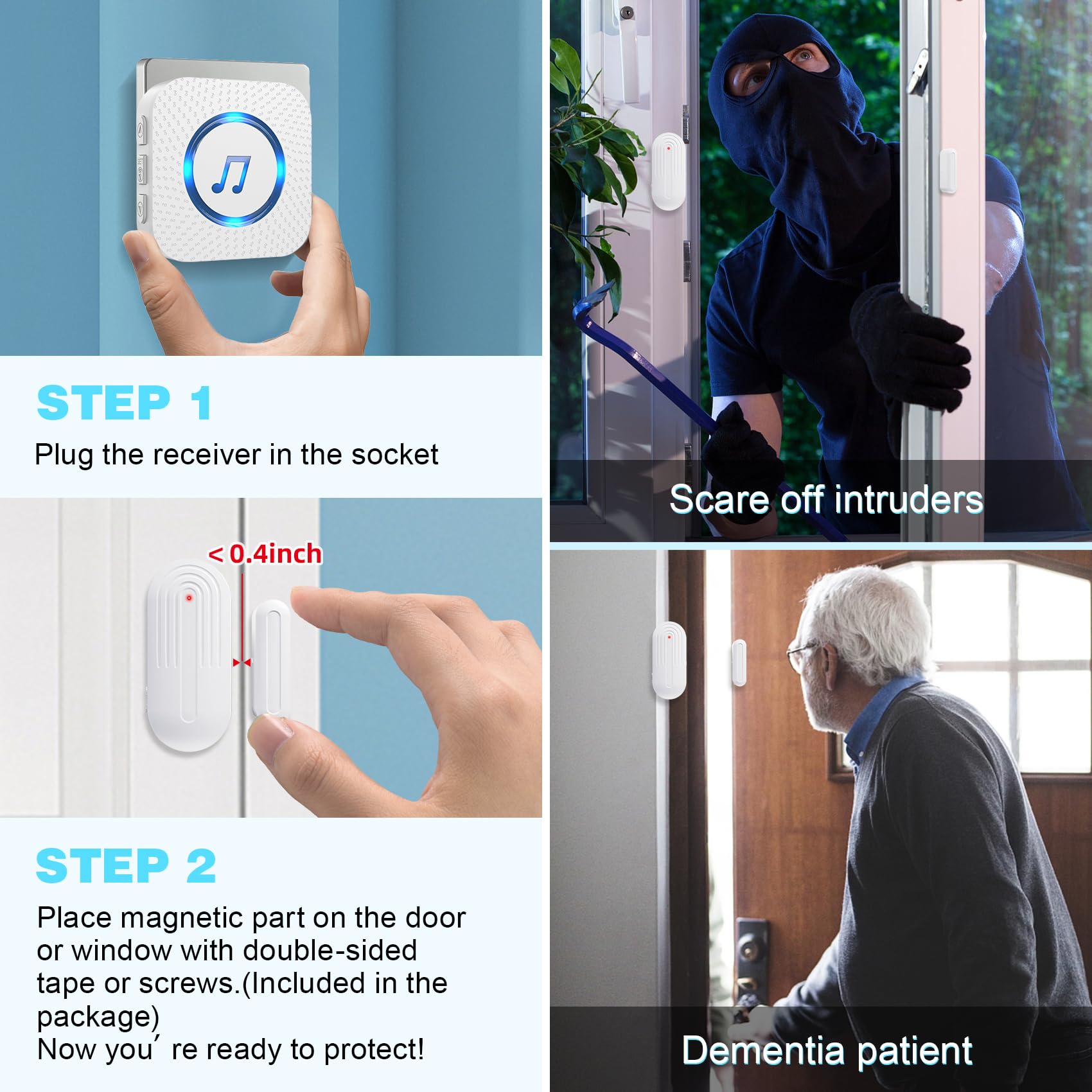 SanJie door chime covers up to 500 feet for homes or shops
