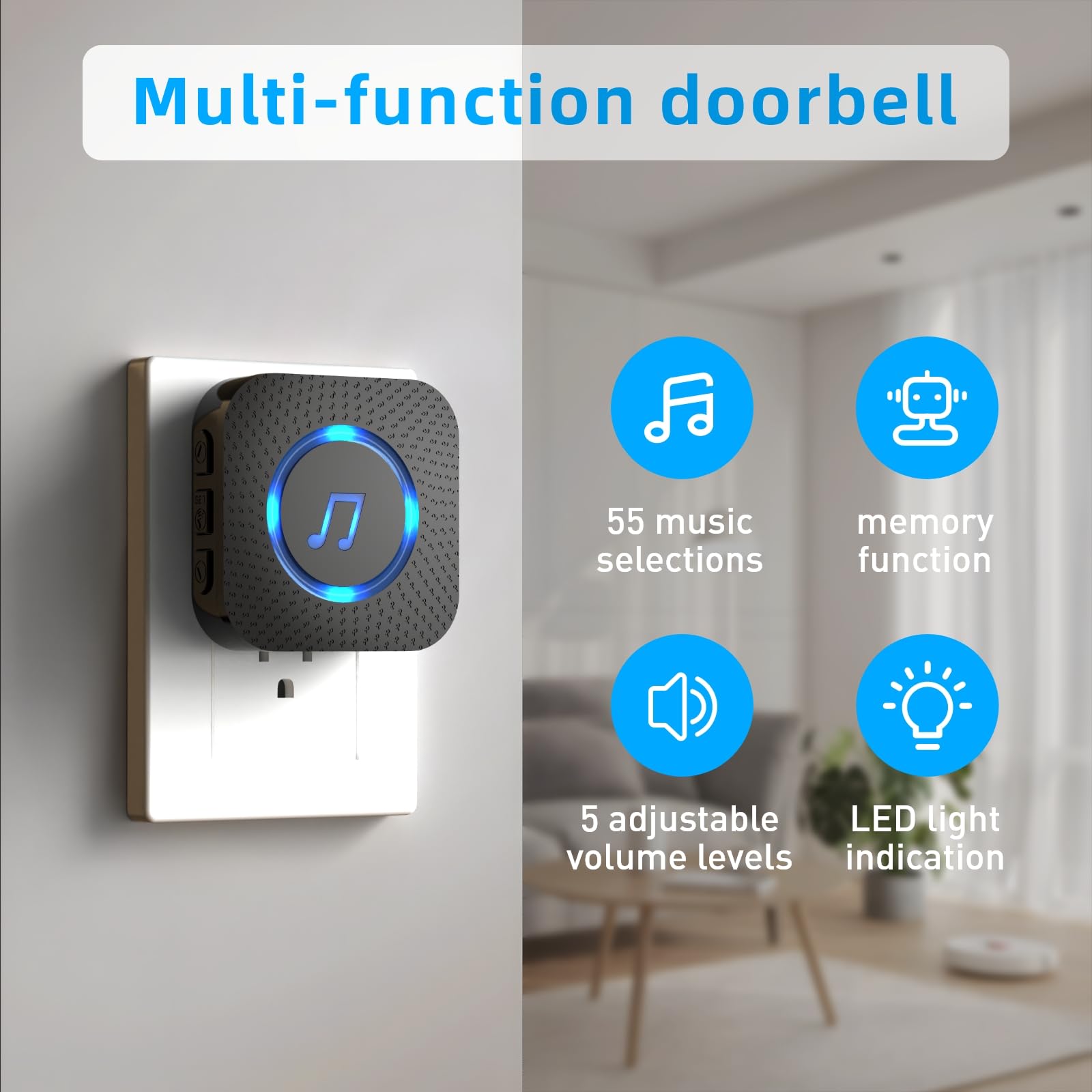 SanJie Door Sensor Chime range up to 500 feet across spaces.