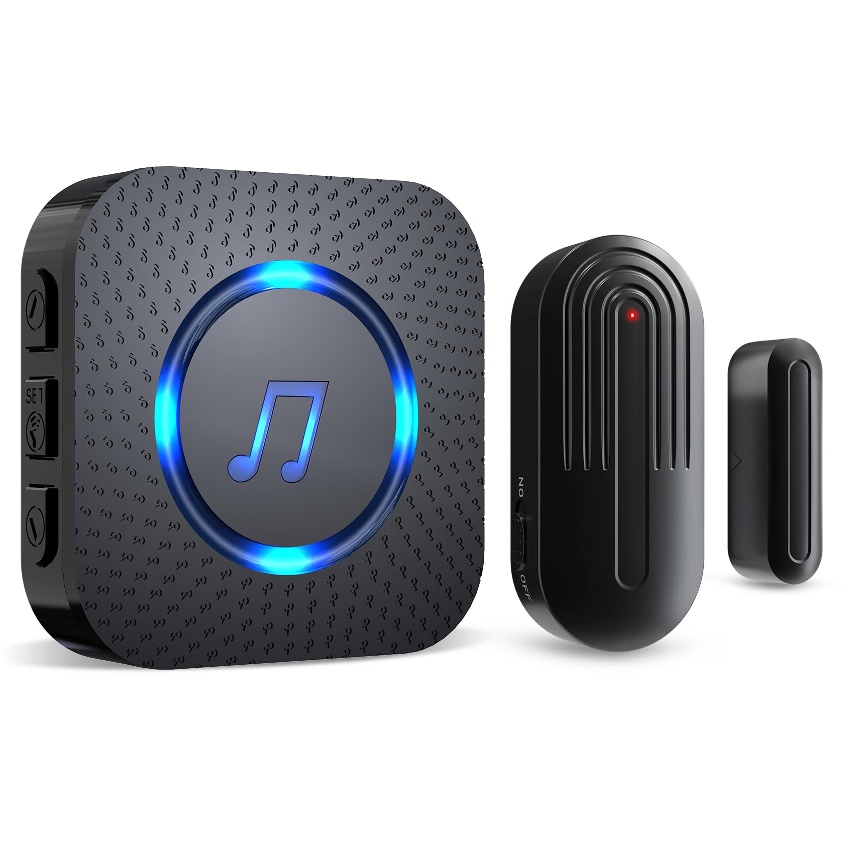 SanJie Door Sensor Chime receiver plugged in for reliable home alerts.