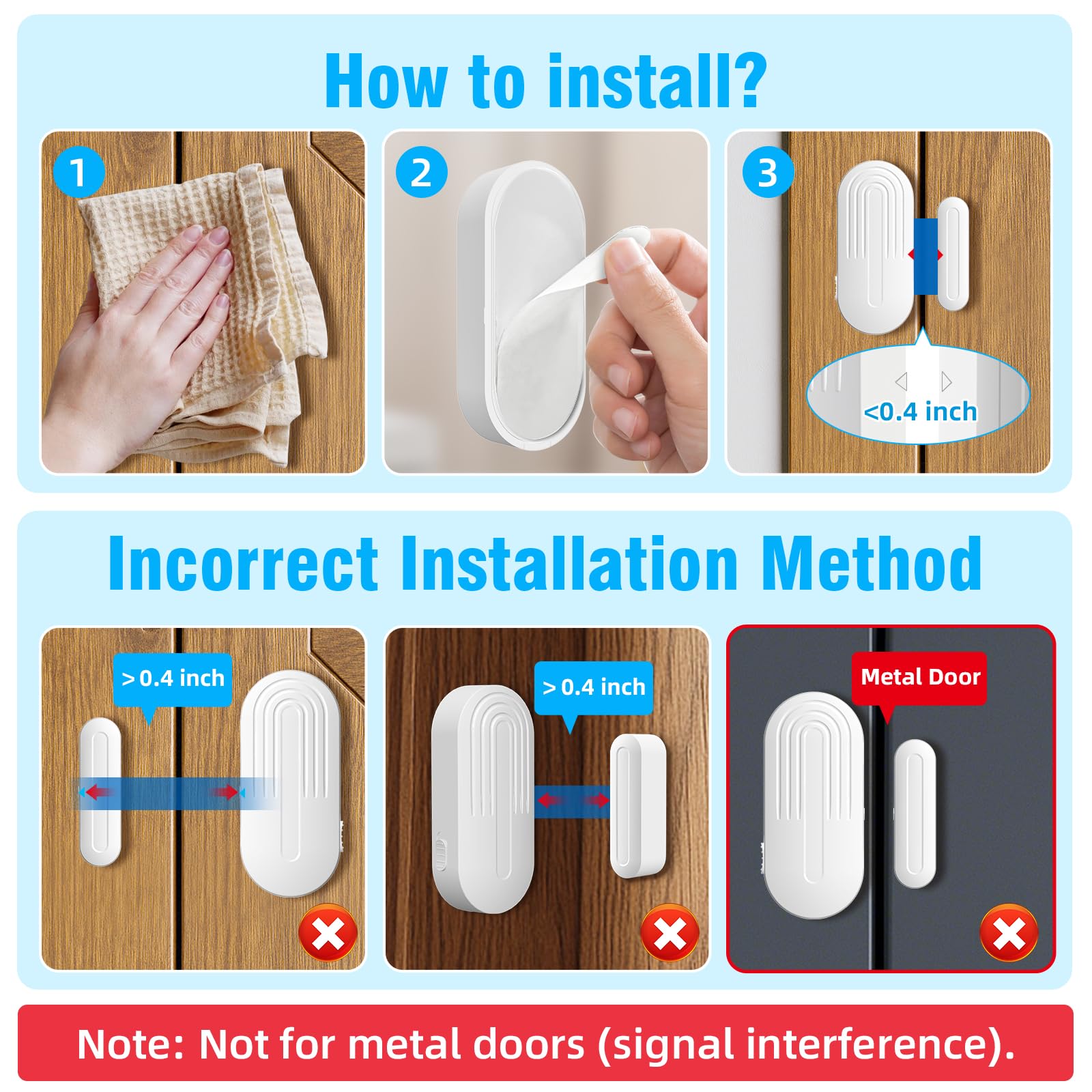 Easy installation with adhesive mounting and plug-in power