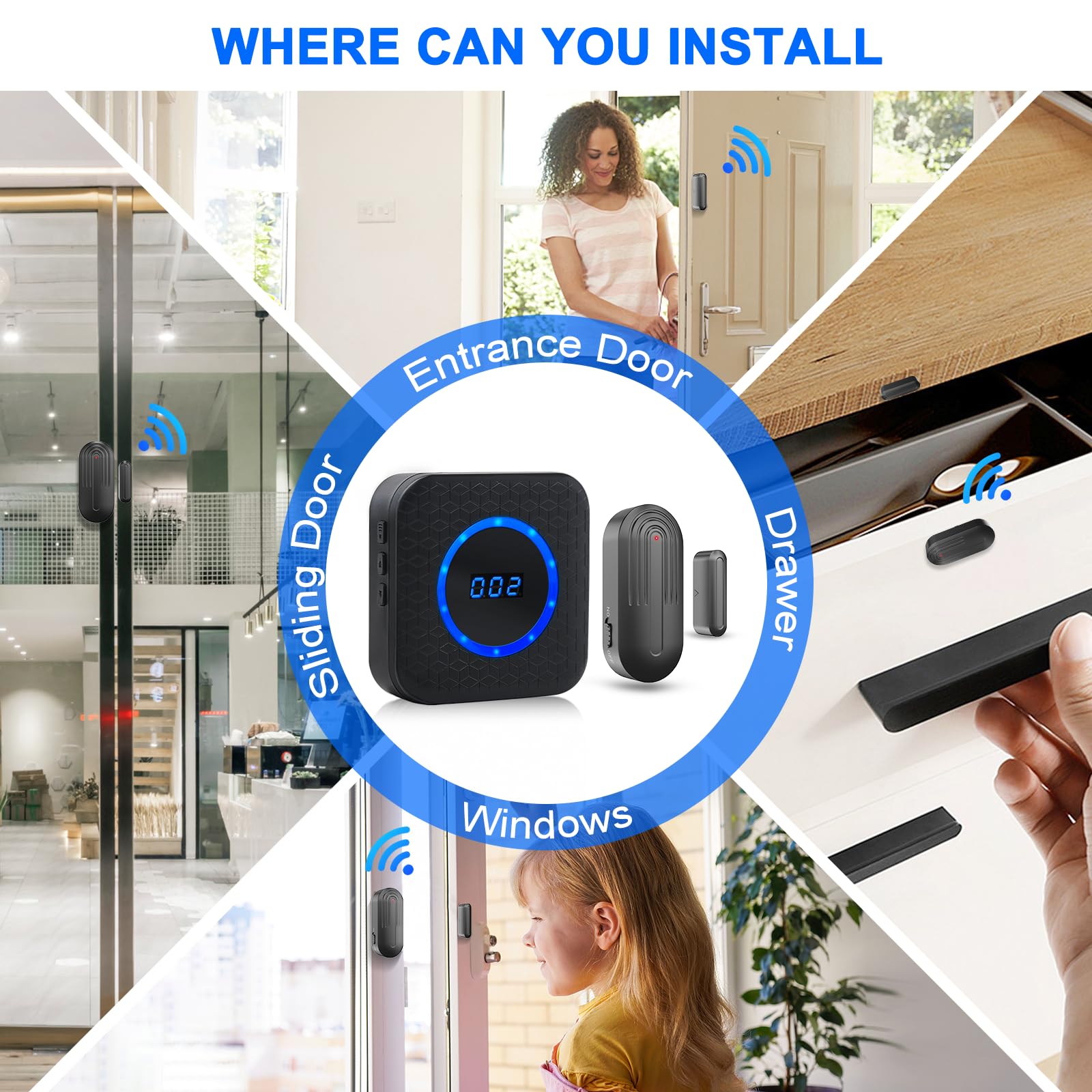 SanJie wireless door chime setup is easy and wire-free