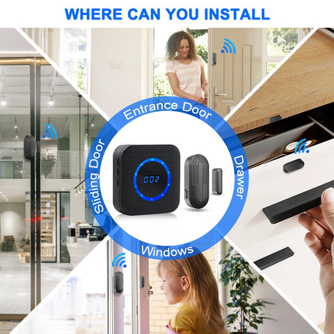 SanJie wireless door chime setup is easy and wire-free