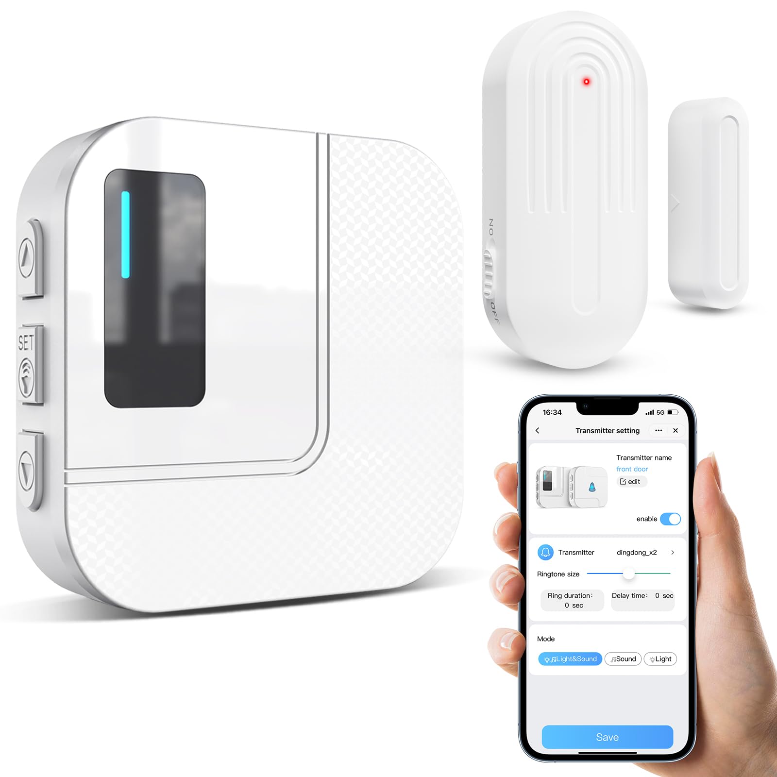 Sanjie WiFi door chime receiver wall-mounted for immediate alerts