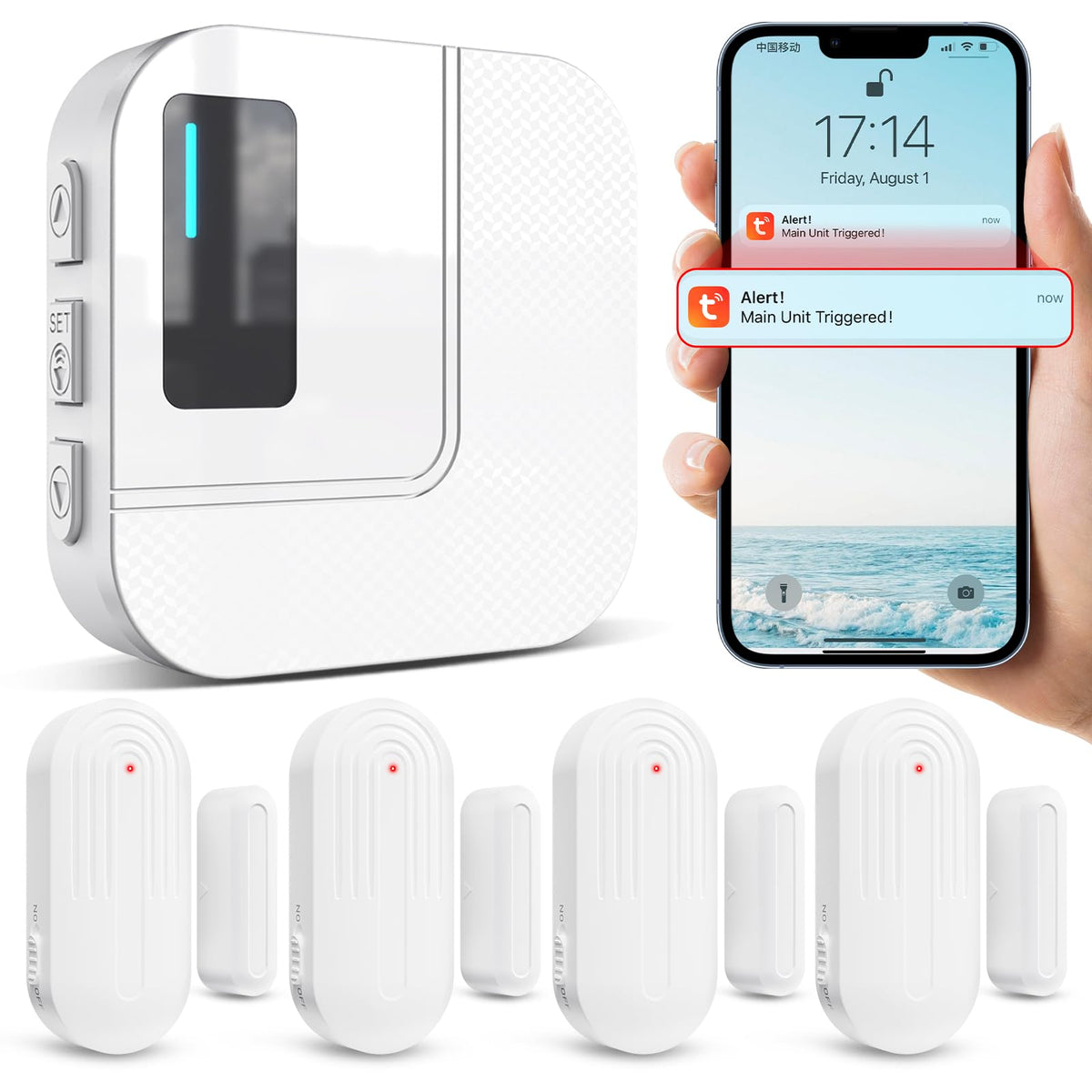 SanJie WiFi door chime unit front view for home alerts