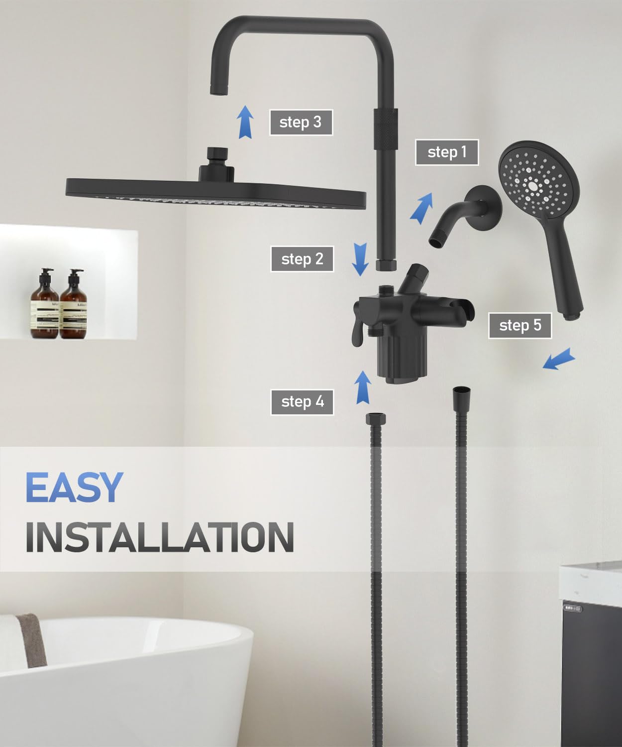 Sankecao black filtered shower head combo for stylish filtration
