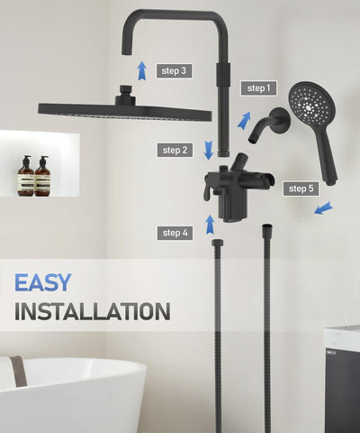 Sankecao black filtered shower head combo for stylish filtration