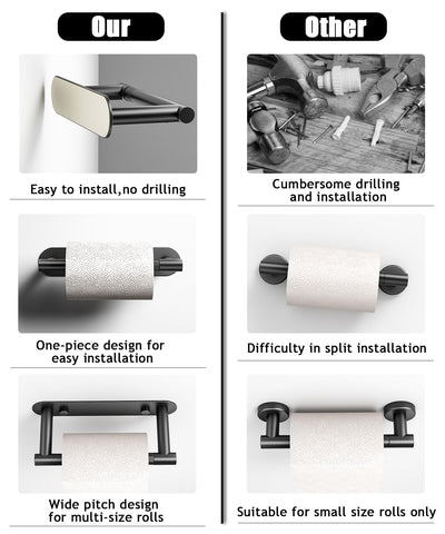 Sankecao black toilet paper holder side view, compact profile for tight spaces.