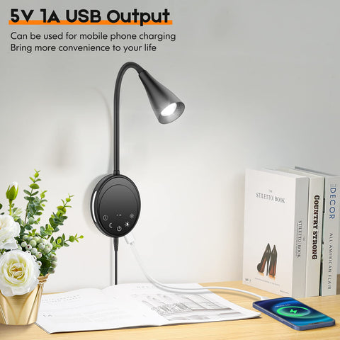 SANKEDOU bedside headboard light with five dimming levels for night-time comfort
