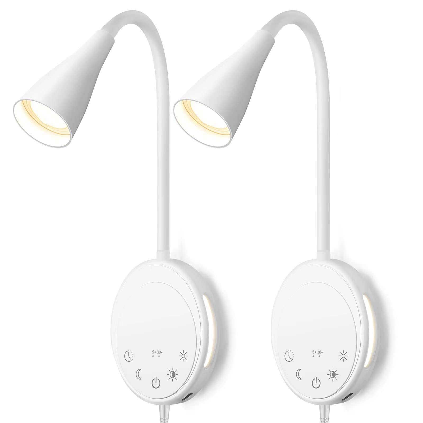 SANKEDOU LED wall-mount reading light on bedside for focused reading.