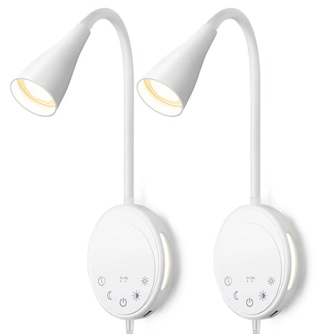 SANKEDOU LED wall-mount reading light on bedside for focused reading.