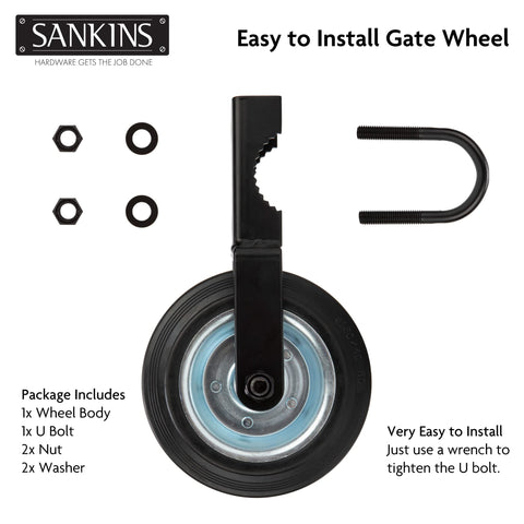 SANKINS easy-install wheel mounted on bottom pipe with wrench