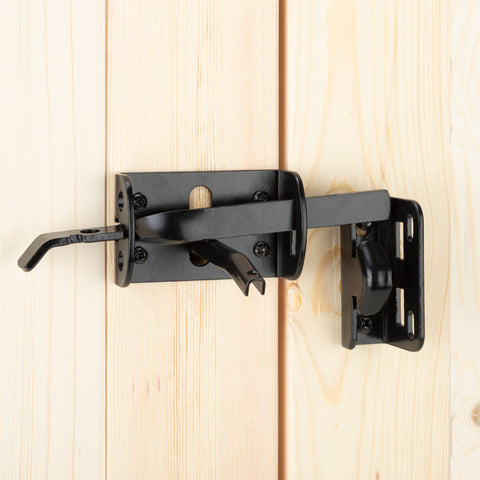 SANKINS gate latch installed on wooden fence shows quick setup