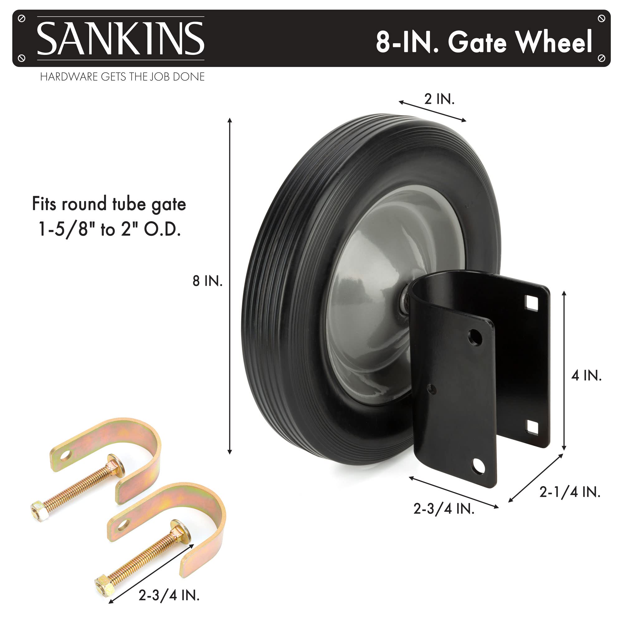 SANKINS gate wheel mounted on bottom rail for easy installation