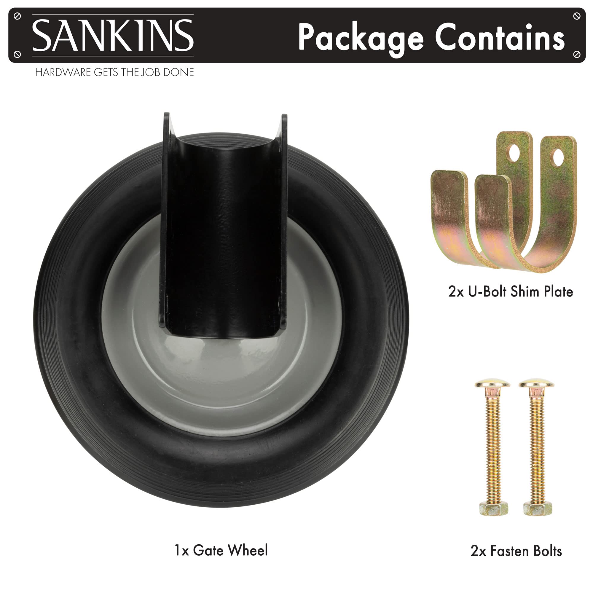 SANKINS gate wheel fits round tubes from 1-5/8 to 2 inches