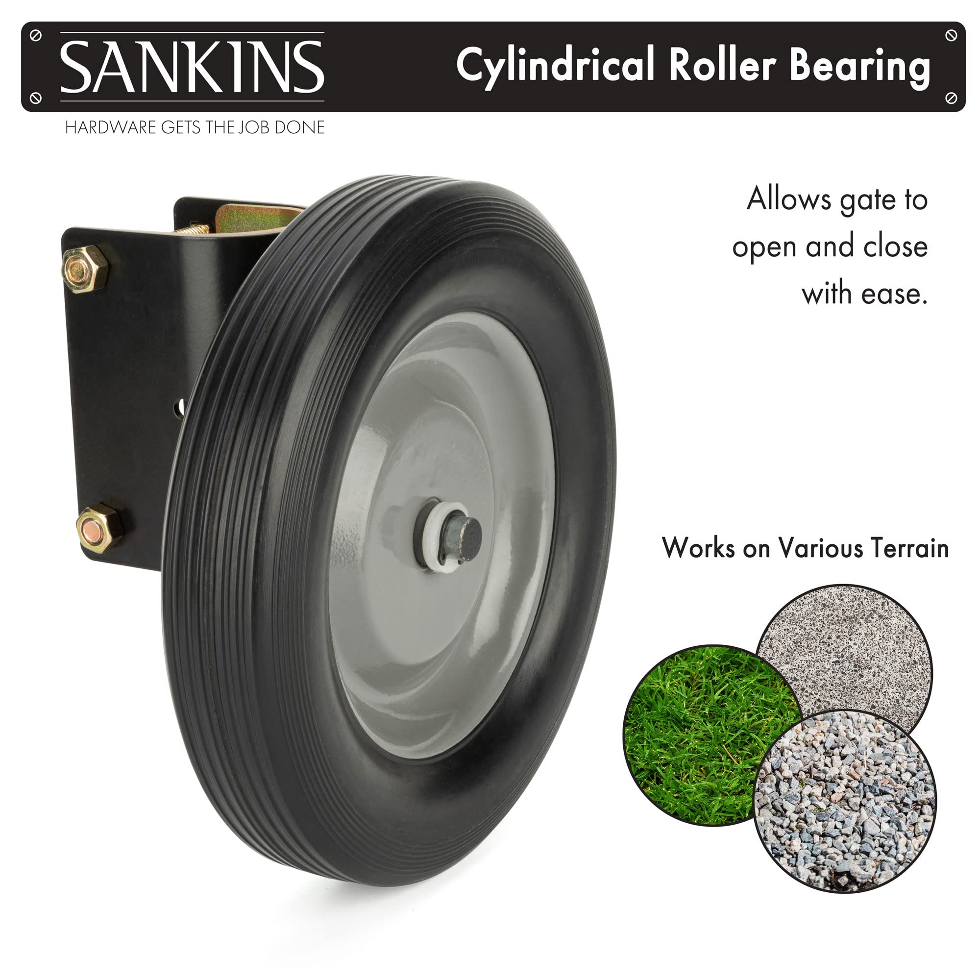 SANKINS rubber wheel non-slip tread enhances grip and gate stability