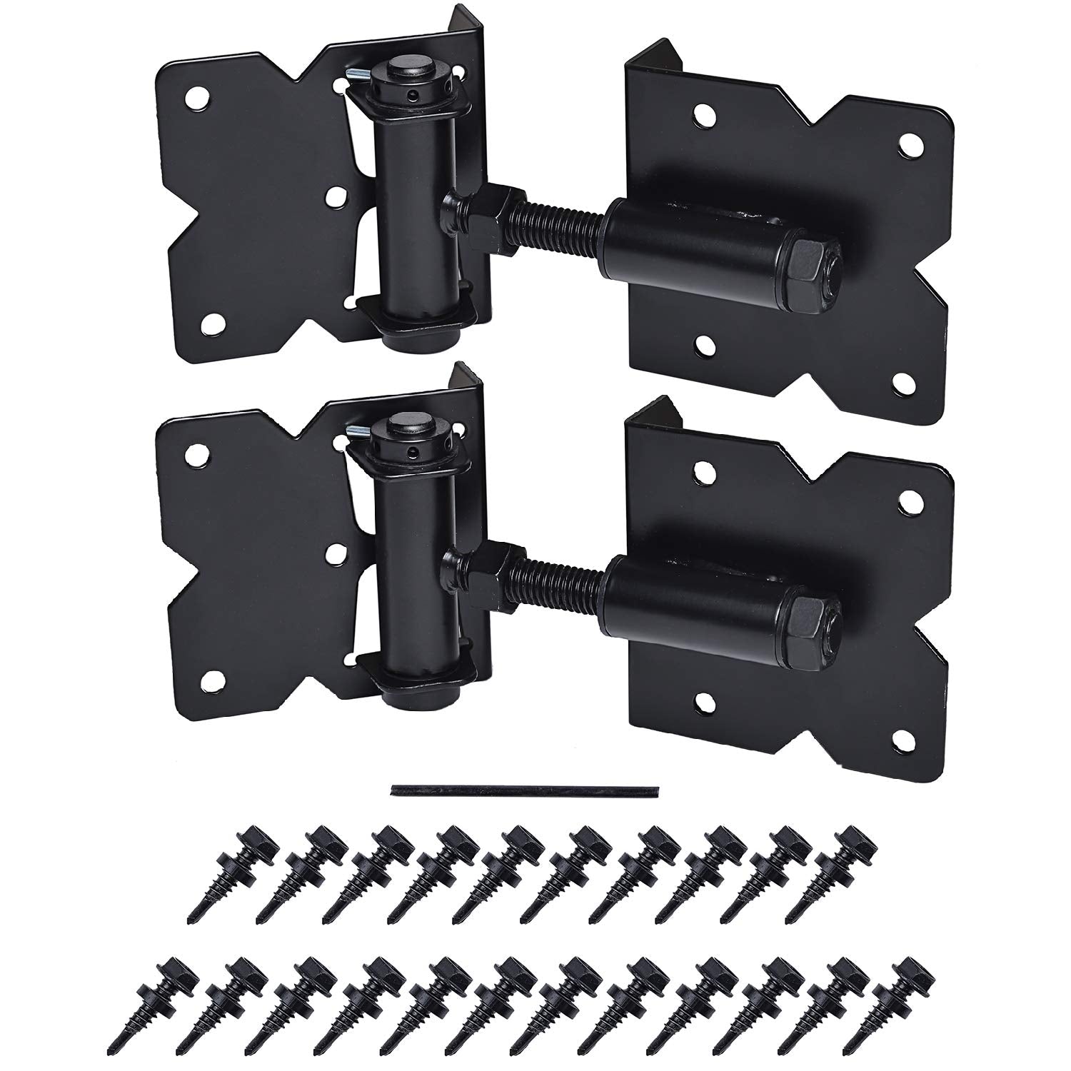SANKINS self-closing gate hinge assembly for easy installation and smooth closure.