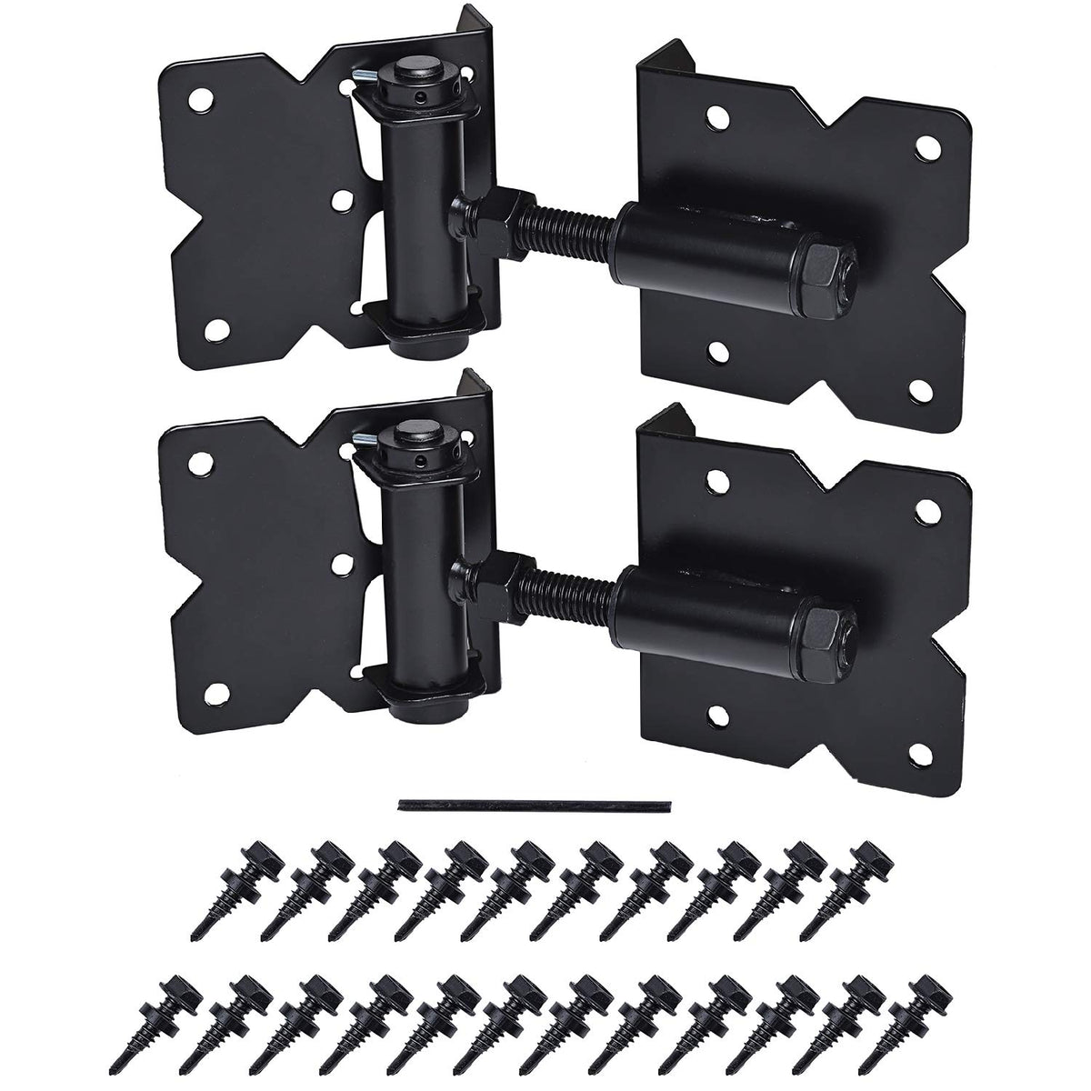 SANKINS self-closing gate hinge assembly for easy installation and smooth closure.