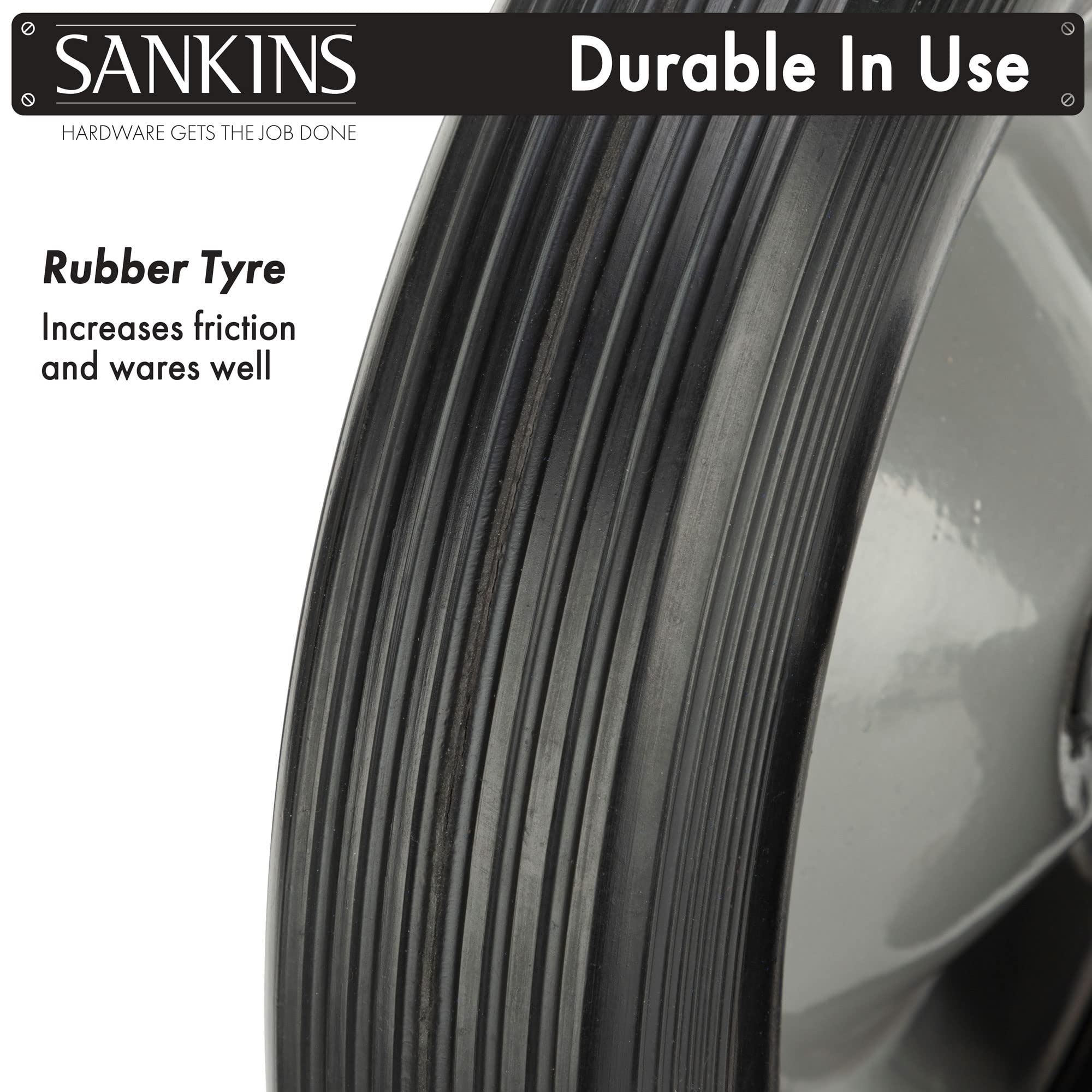 Close-up of SANKINS steel construction on gate wheel frame