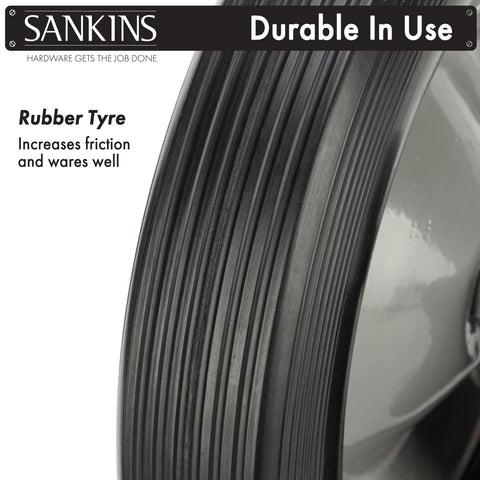Close-up of SANKINS steel construction on gate wheel frame
