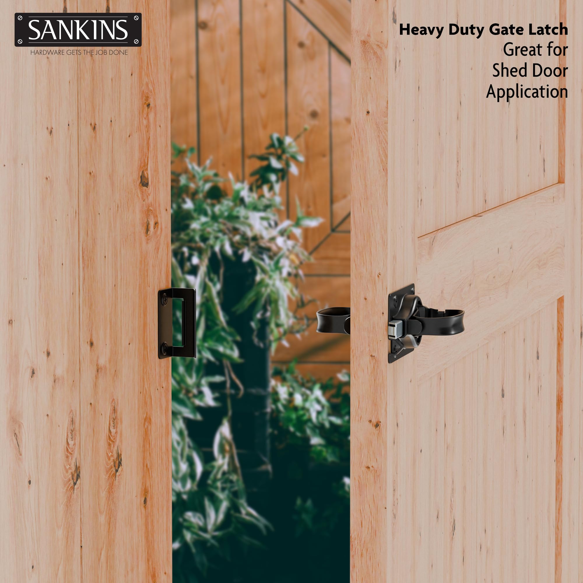 SANKINS weather-resistant latch suitable for outdoor sheds and gates