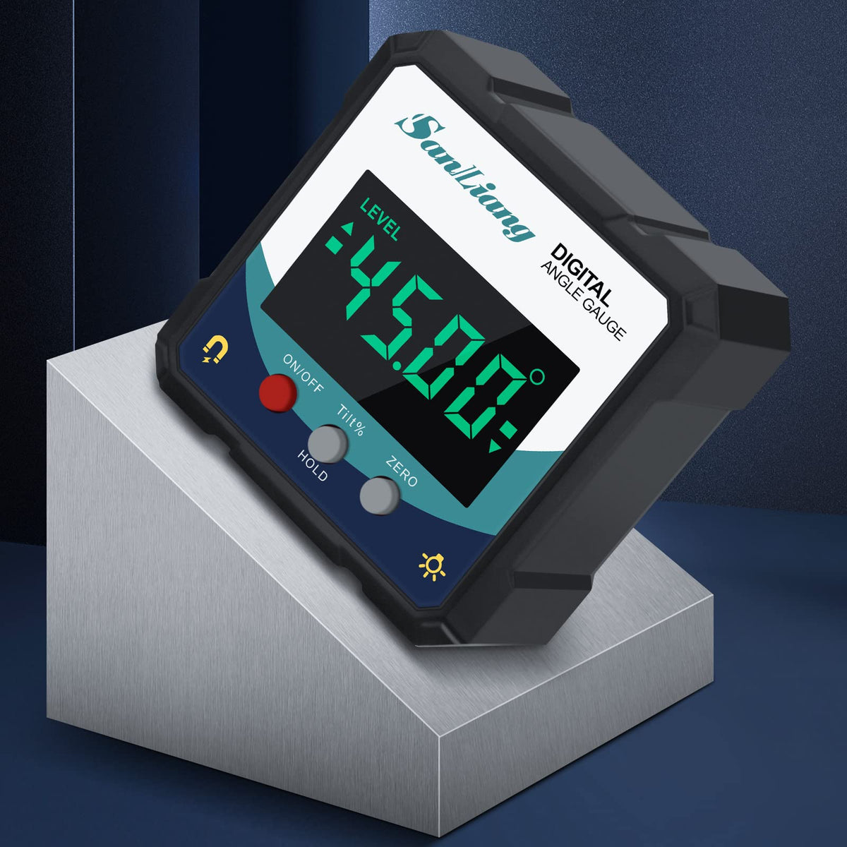 SanLiang digital angle gauge front view for precise woodworking measurements