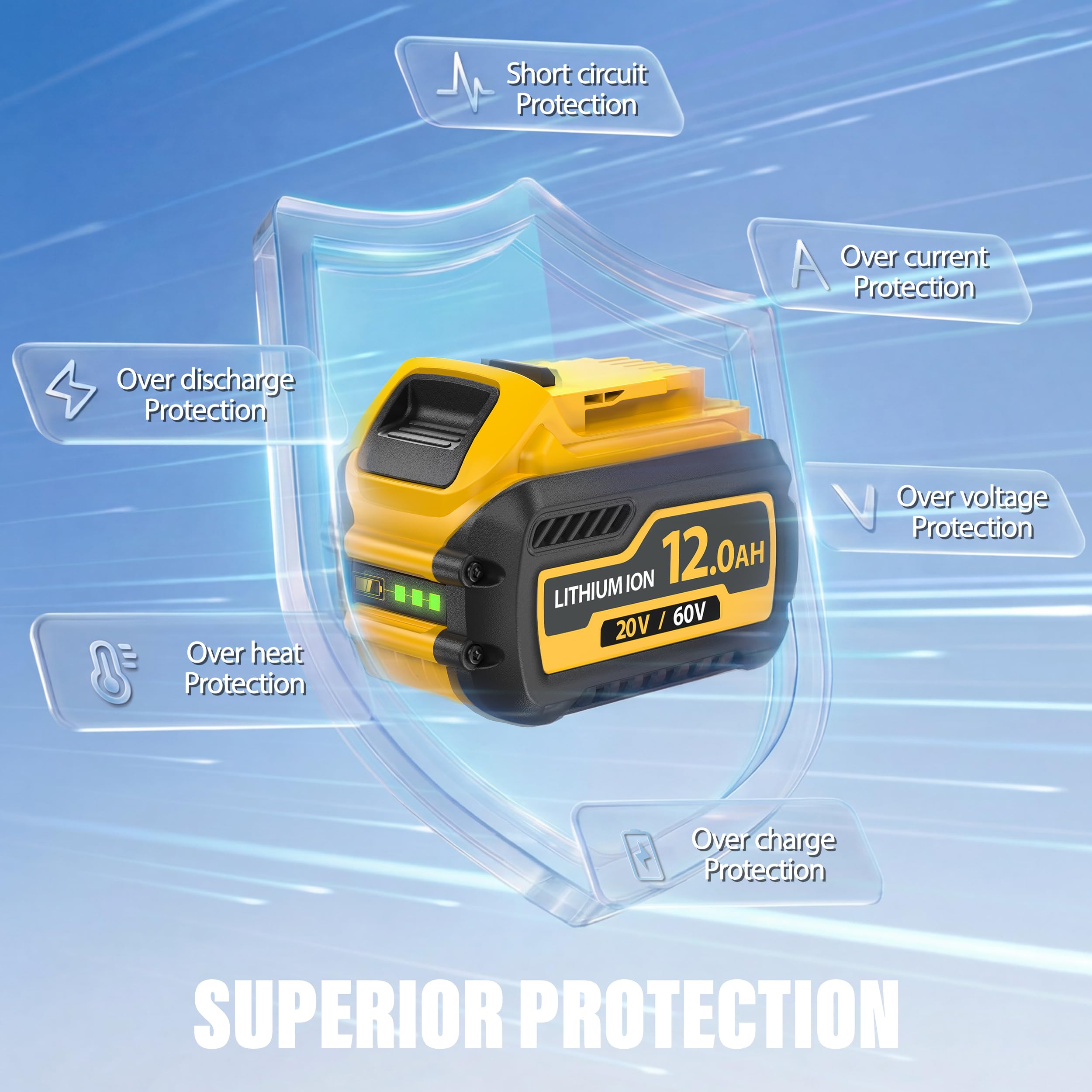Sanltrinuvial 12000mAh battery for DCB207, robust performance.