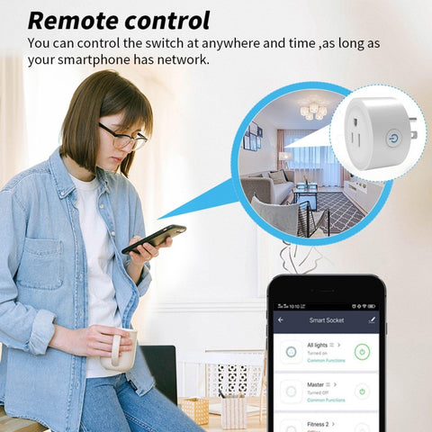 Sanofuturion WiFi Smart Plug 2-pack installation step demonstrates quick QR pairing with Smart Life.