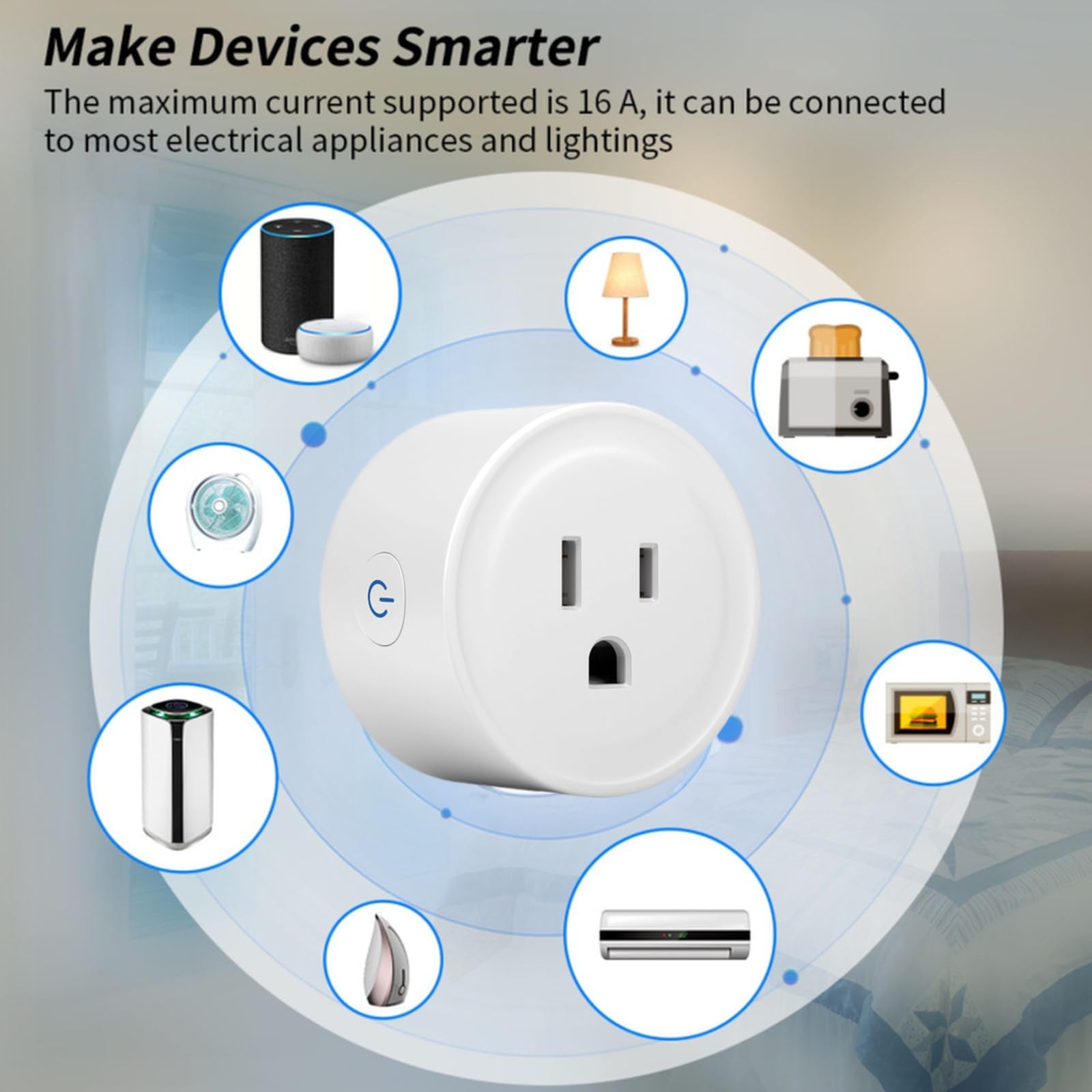 Sanofuturion WiFi Smart Plug 2-pack surge protection supports safe device use.