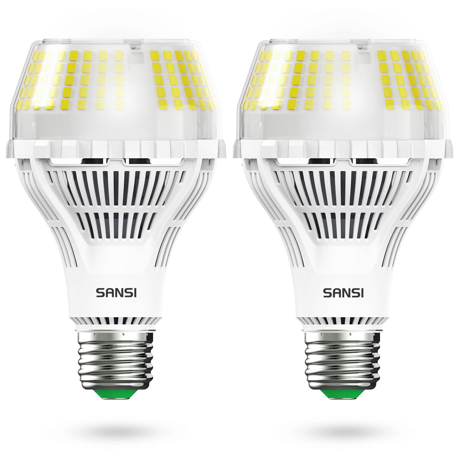 SANSI 250W A21 LED bulb with ceramic technology for heat management and longevity.