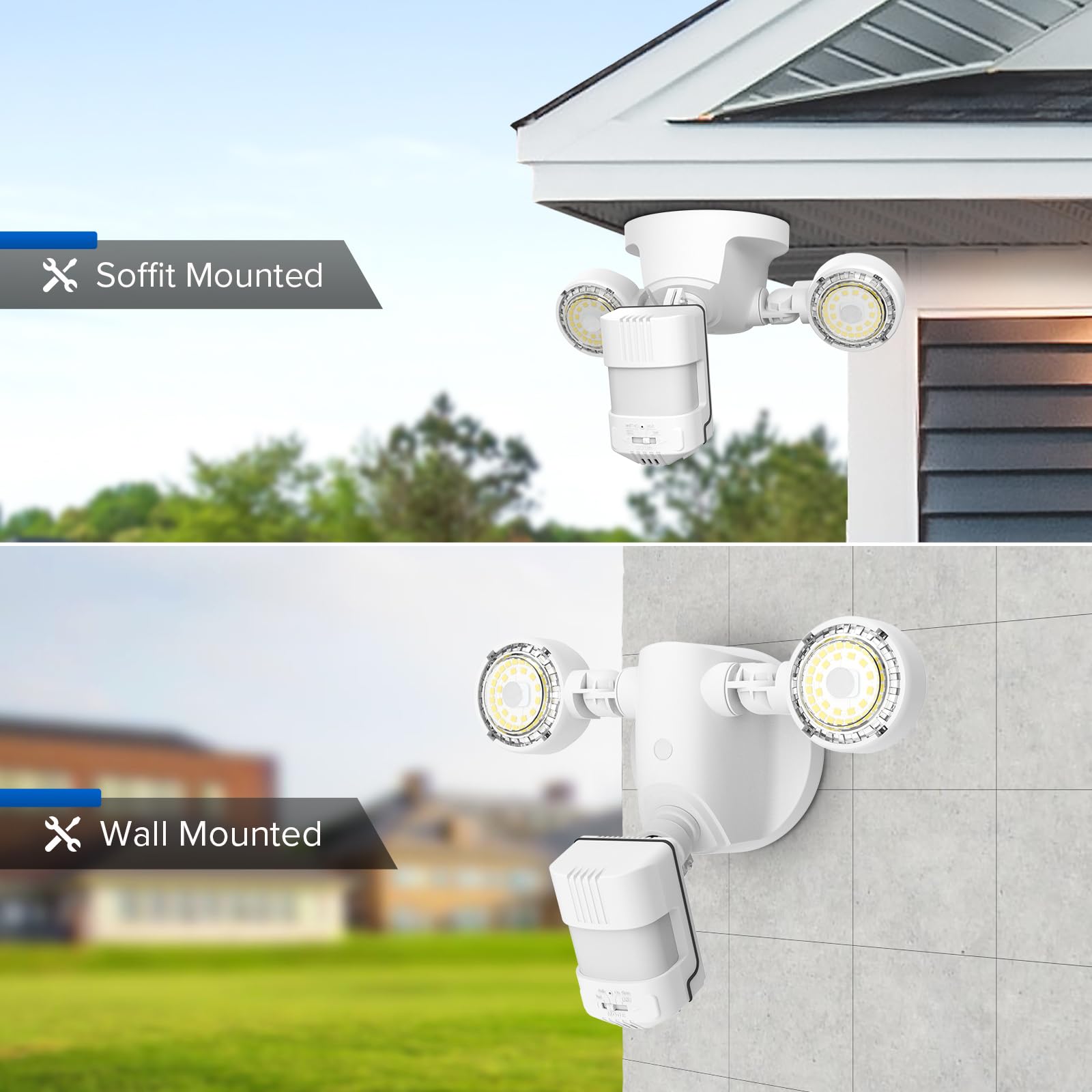 SANSI IP65 weatherproof design withstands rain and wind for year-round outdoor lighting.