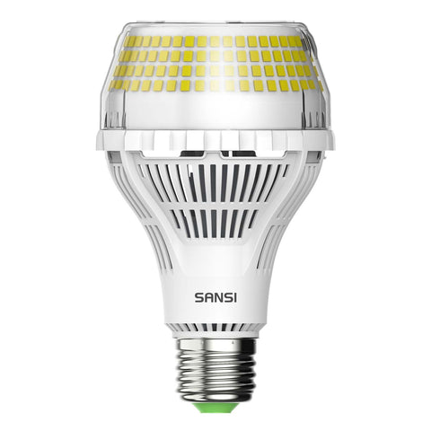 SANSI LED bulb 400W equivalent in use provides bright daylight for workshops.