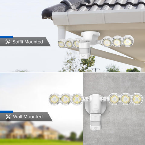 SANSI flood light covers 320 degrees for broad security at night.