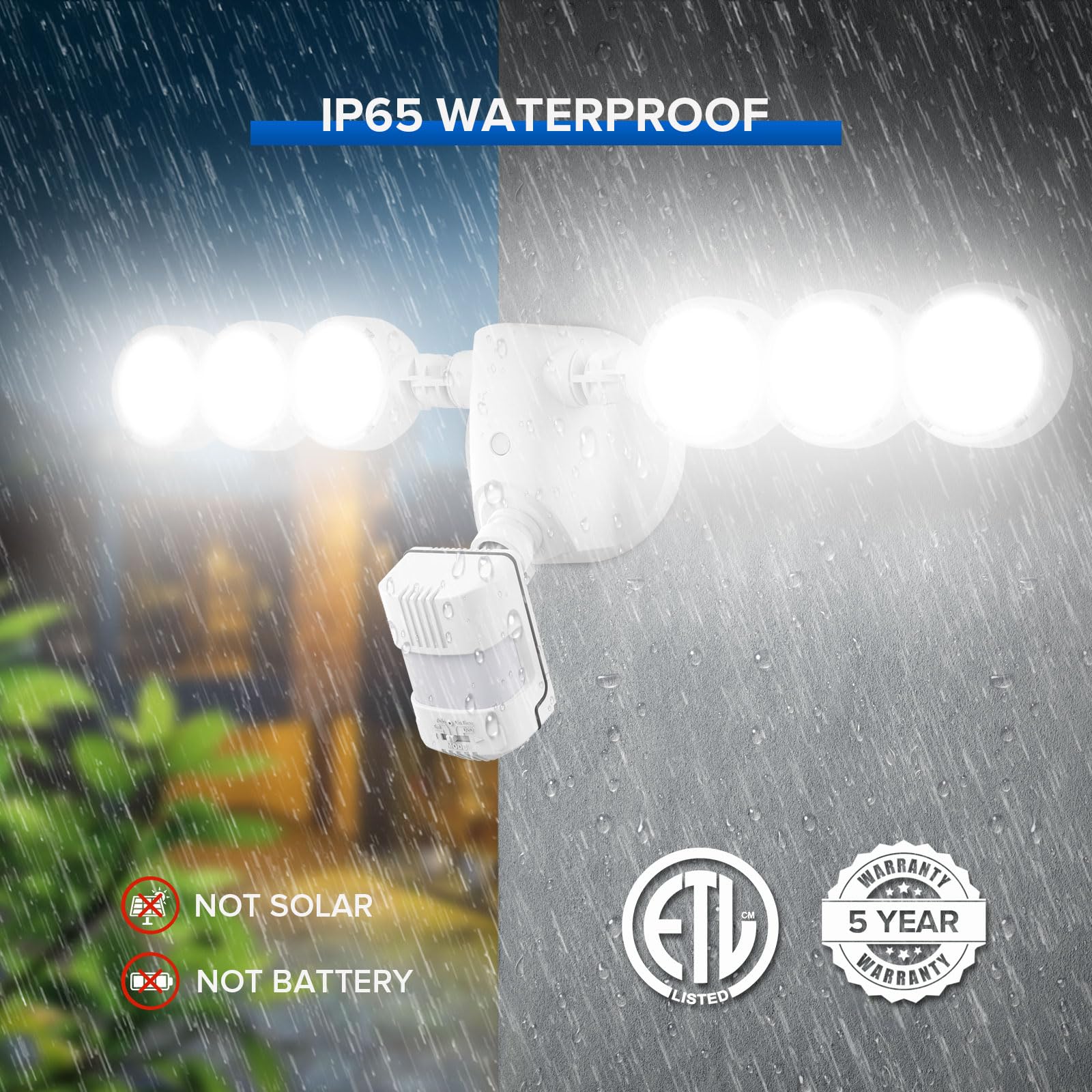 SANSI motion sensor flood light activates at dusk and dawn for convenience.