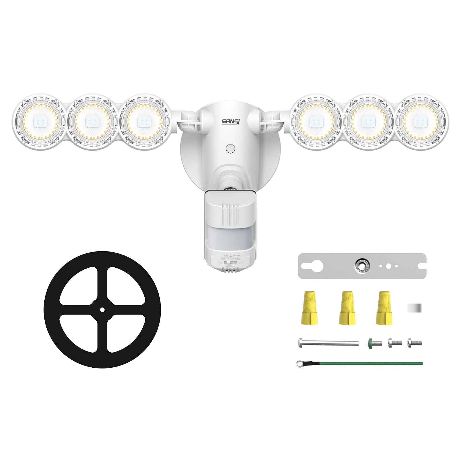 SANSI outdoor light brightens garage entry with reliable motion sensing.