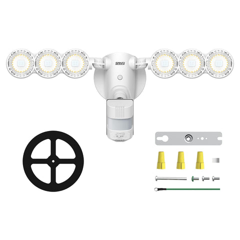 SANSI outdoor light brightens garage entry with reliable motion sensing.