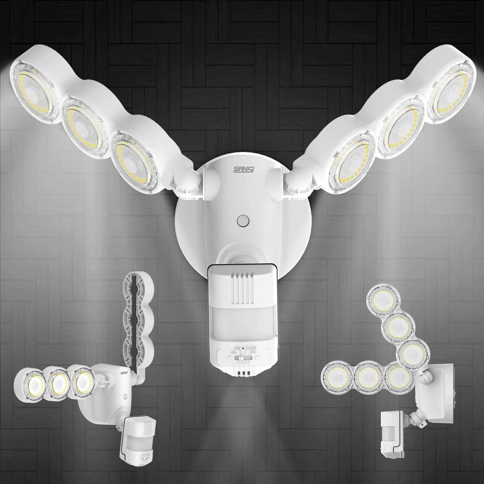 SANSI outdoor light with IP65 withstands rain and sun.