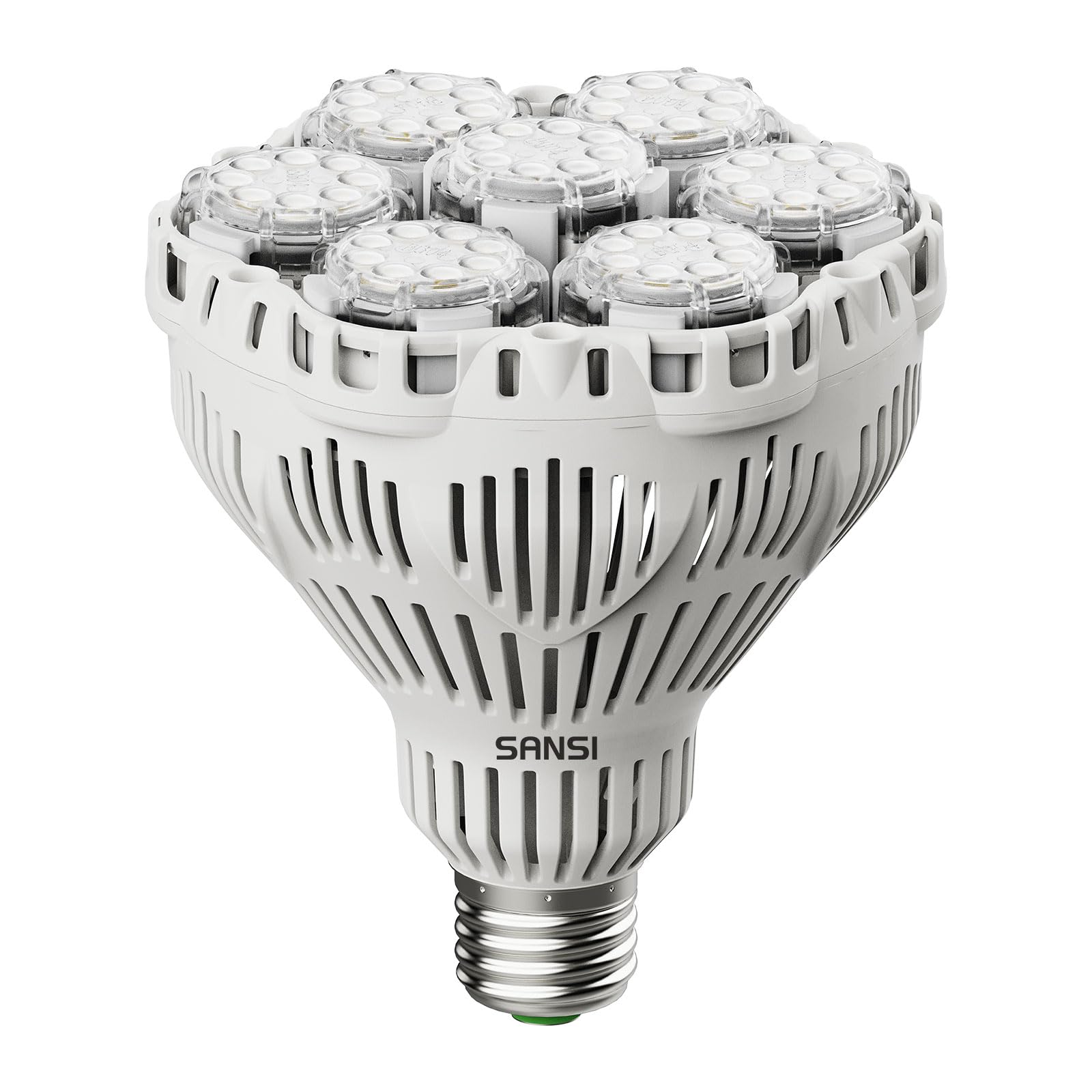 SANSI BR30 6000lm daylight bulb casting bright light for workshops.