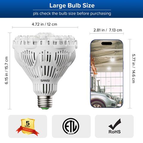 SANSI 45W BR30 delivers 6000 lumens for clear office lighting.