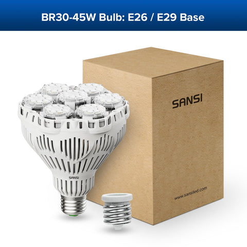 SANSI BR30 LED bulb with ETL listing for safe, reliable performance.