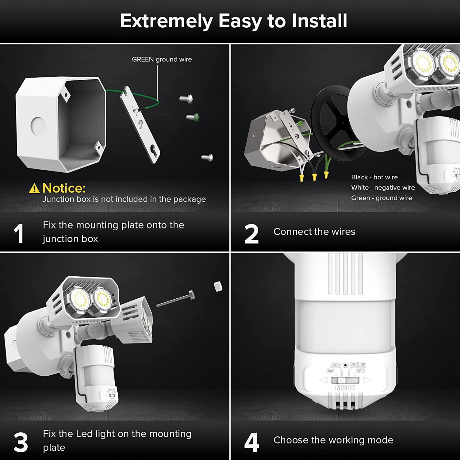 SANSI IP65-rated flood light withstands rain and dust exposure.