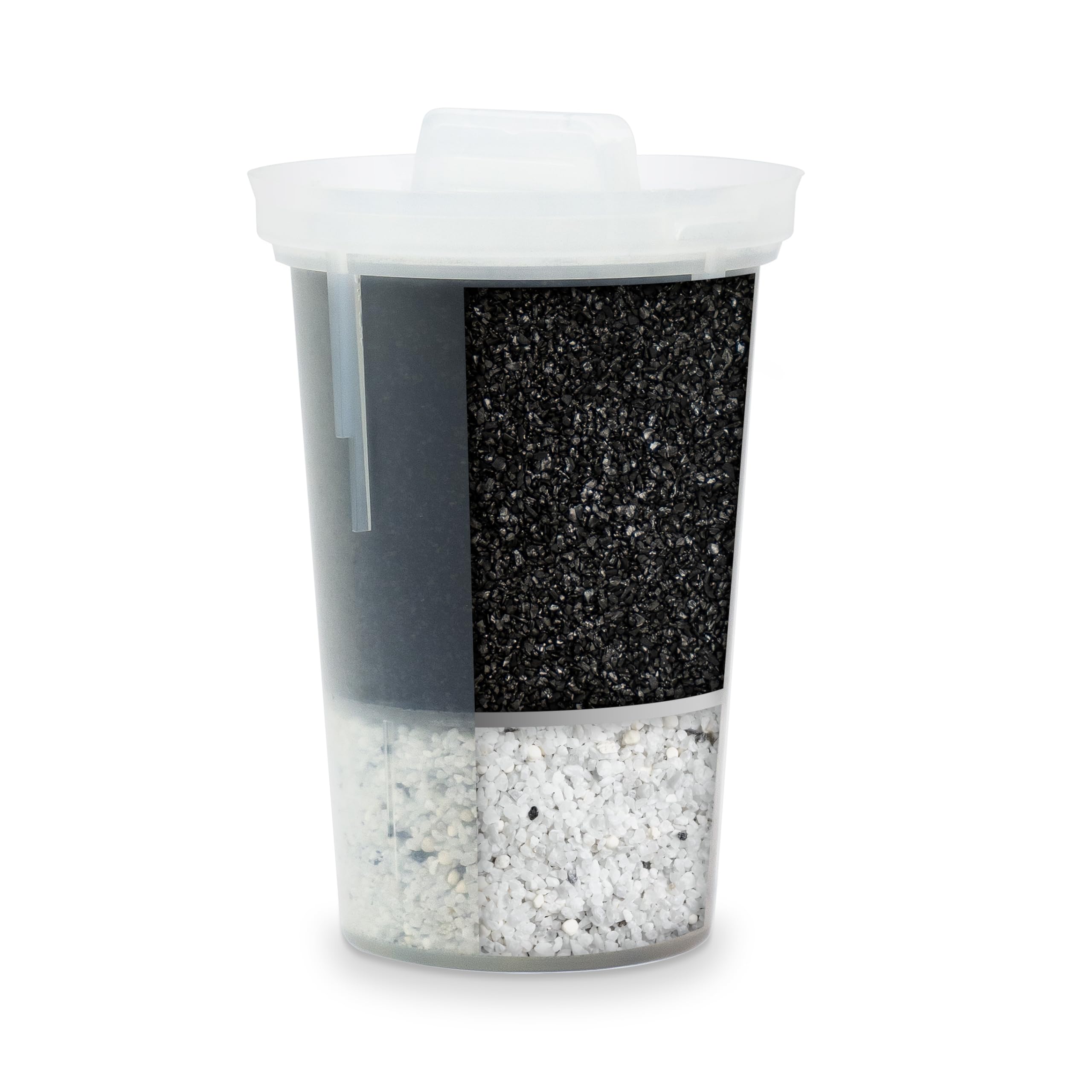 A Santevia MINA filter sits in a pitcher, delivering alkaline water.