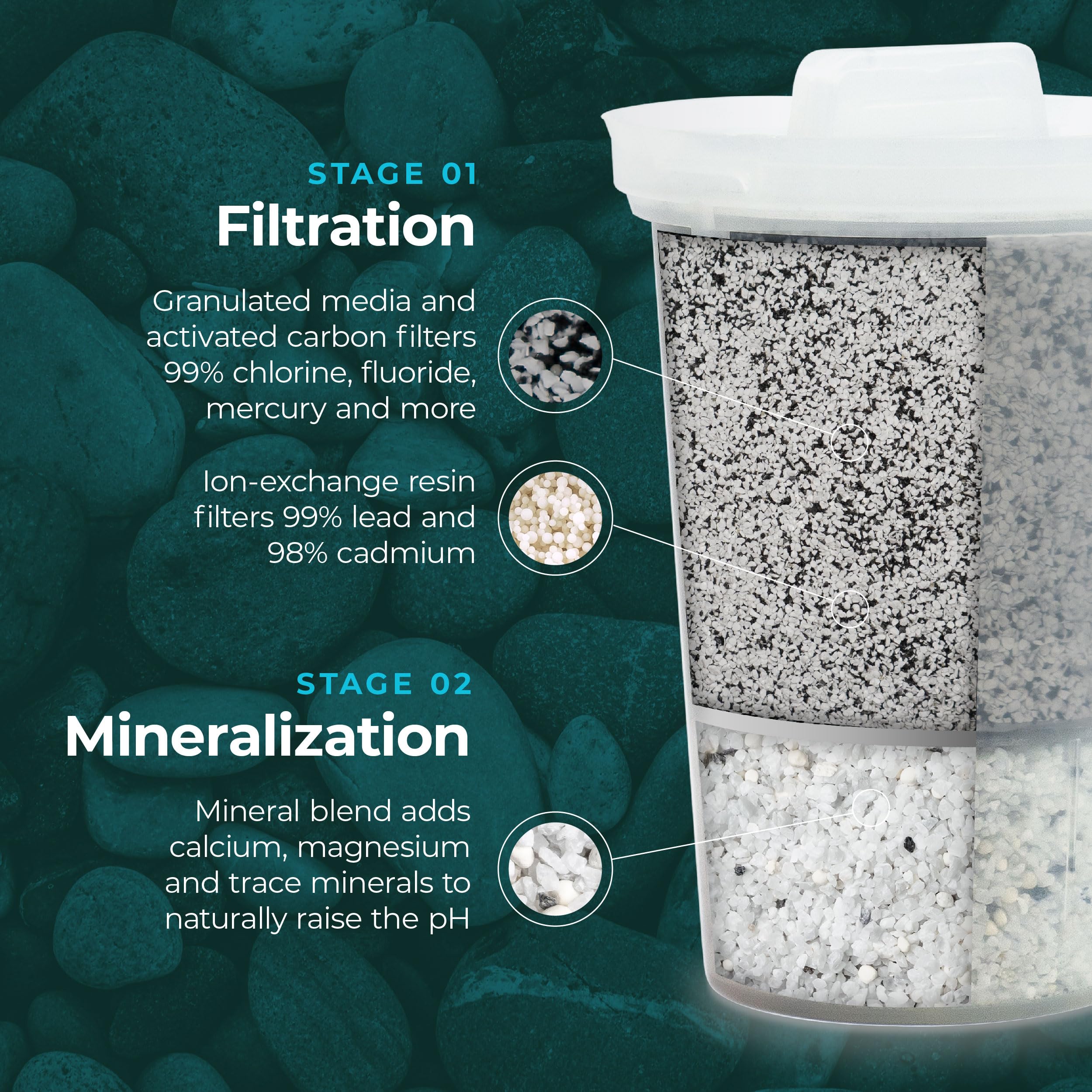 Santevia MINA filter in pitcher delivering clearer, better-tasting water