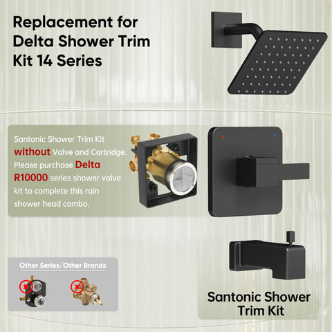 SANTONIC Delta 14 replacement shower arm in matte black with steady connection