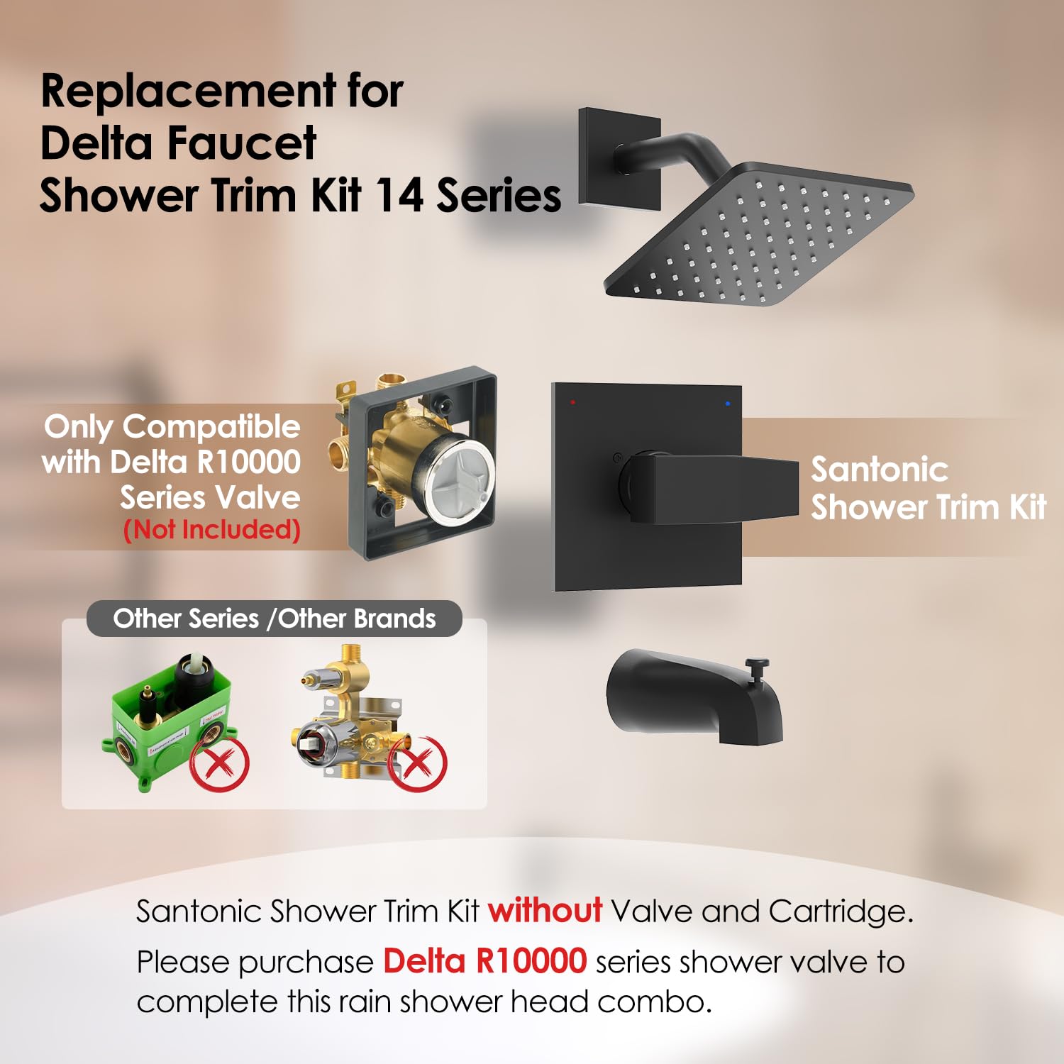 SANTONIC Delta 14-Series 8-inch shower arm for wide spray reach