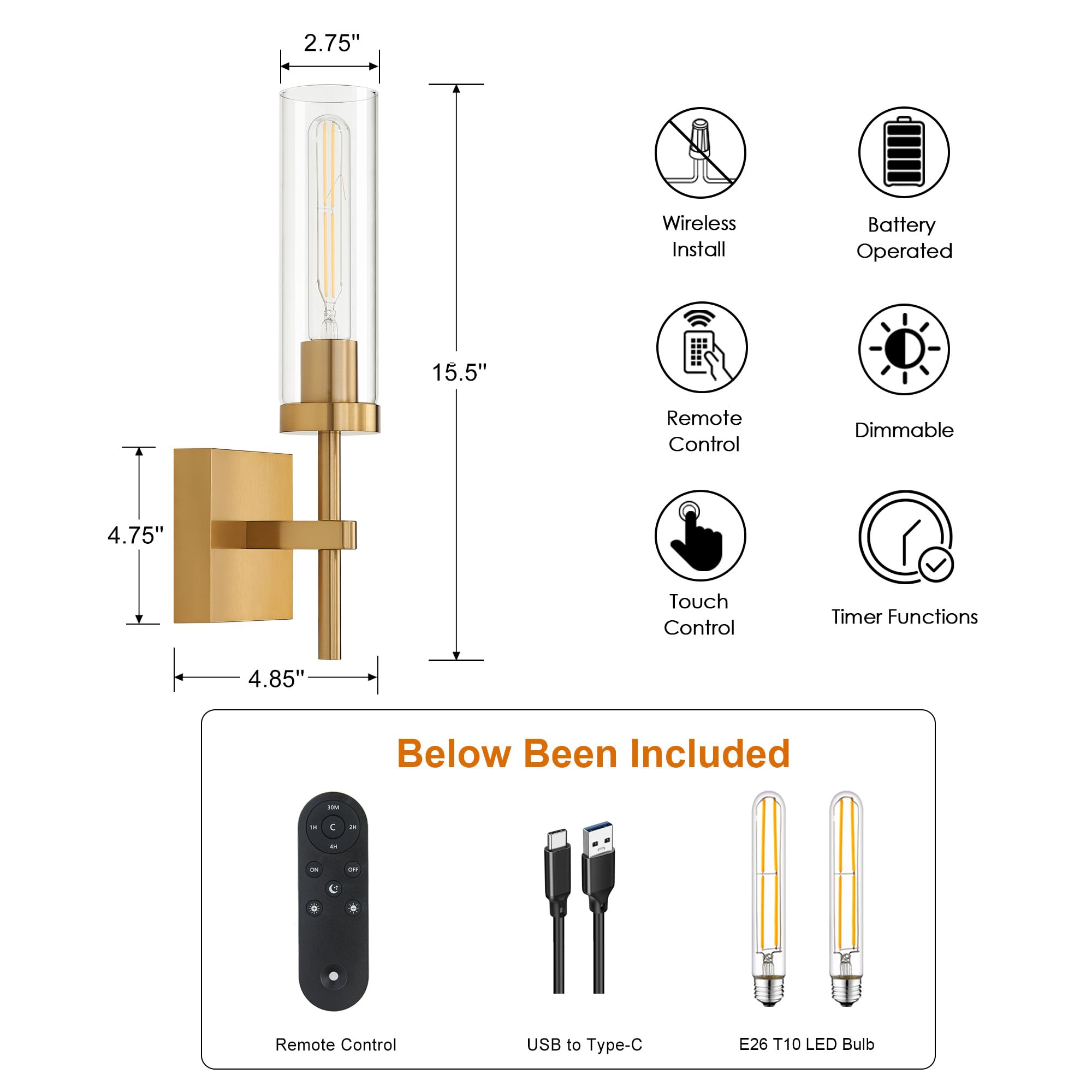 SANTOSTOCK wireless sconces suitable for bedrooms, living rooms, and entryways.