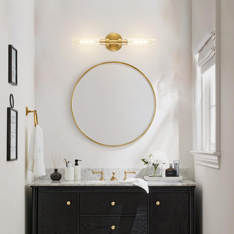 SANTOSTOCK vanity light reflecting in a bathroom mirror for clarity