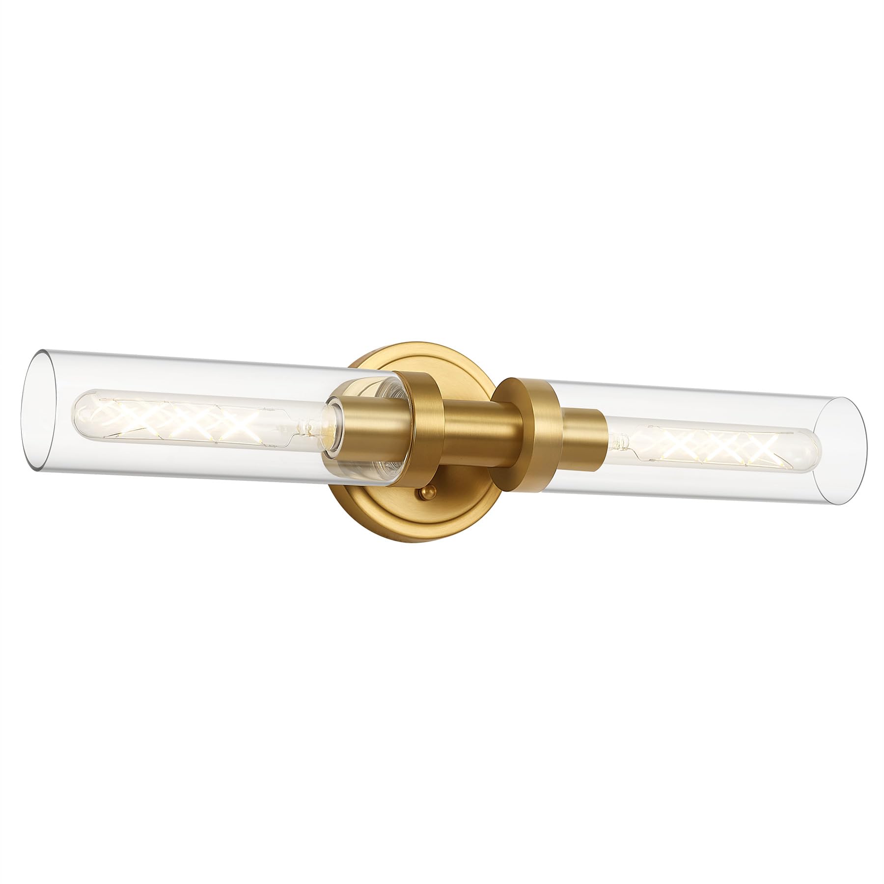 SANTOSTOCK brushed gold vanity light with glass tubes, ideal for bathroom mirror illumination
