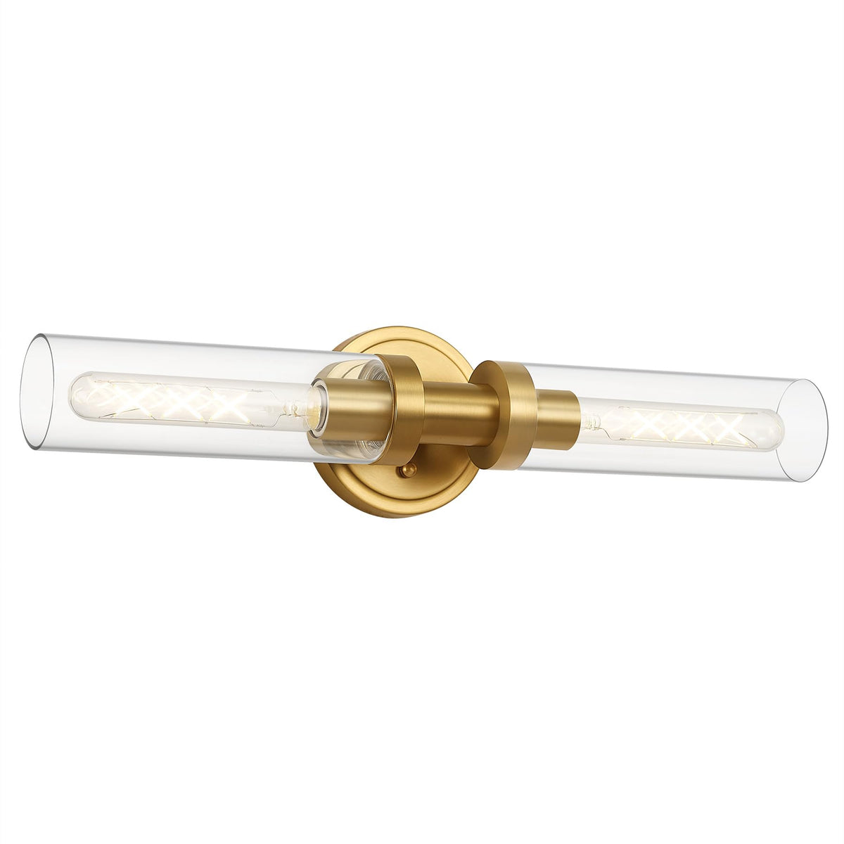 SANTOSTOCK brushed gold vanity light with glass tubes, ideal for bathroom mirror illumination