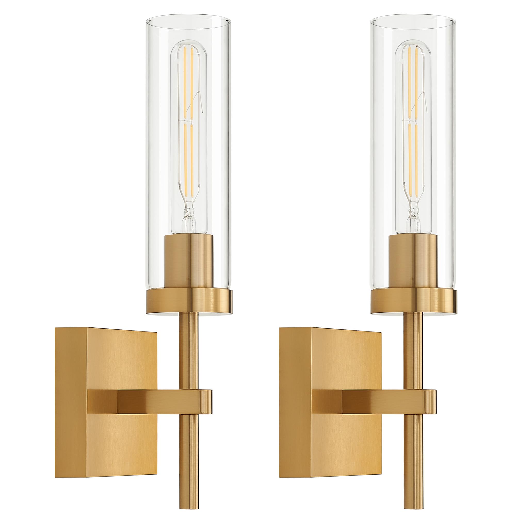 SANTOSTOCK Gold wall sconce set 2 mounted with screws for flexible indoor lighting.